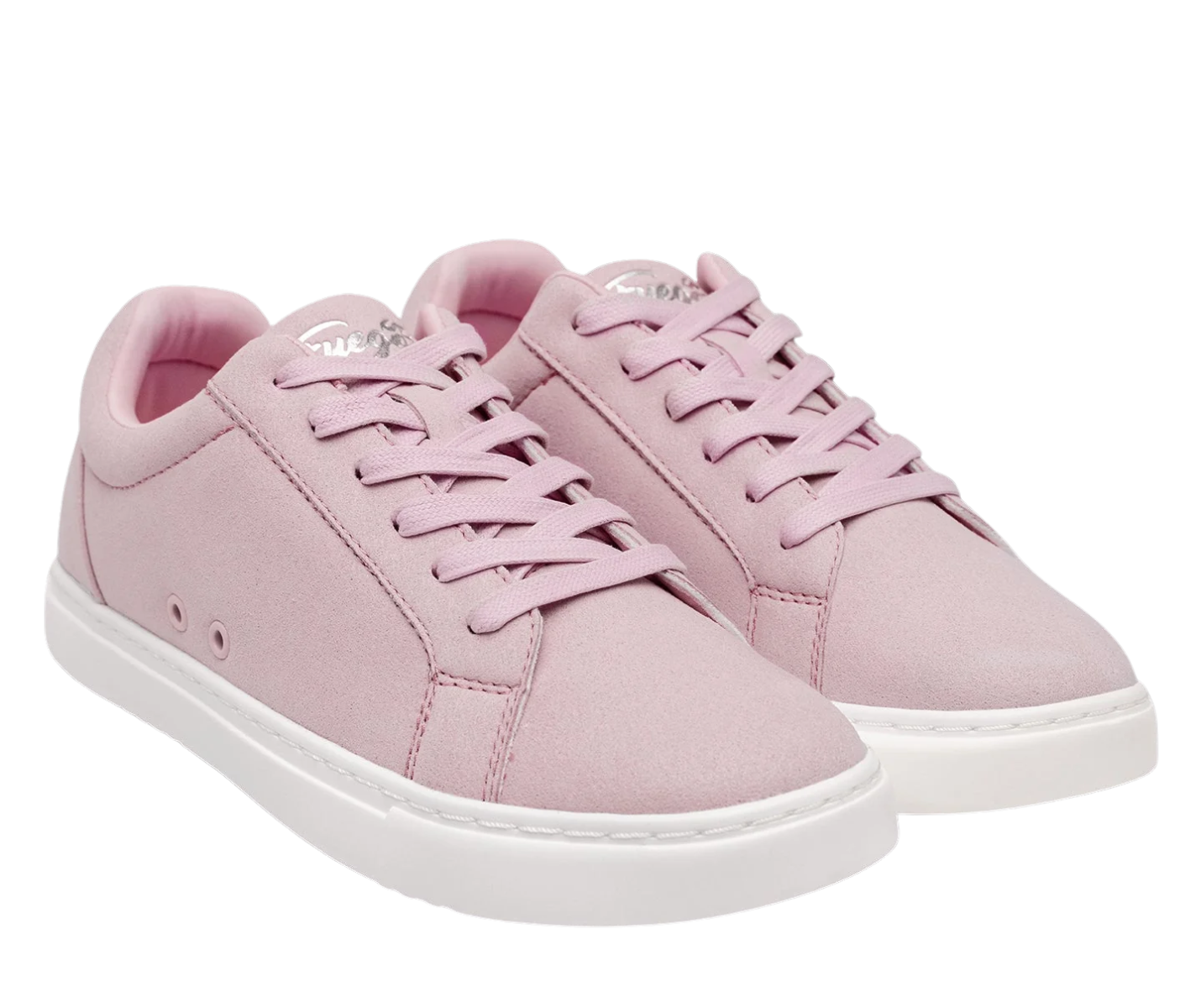 Fuego Low-Top Dance Sneakers in Pink von Fuego Dance Shoes, mit weißen Sohlen, auf weißem Hintergrund.