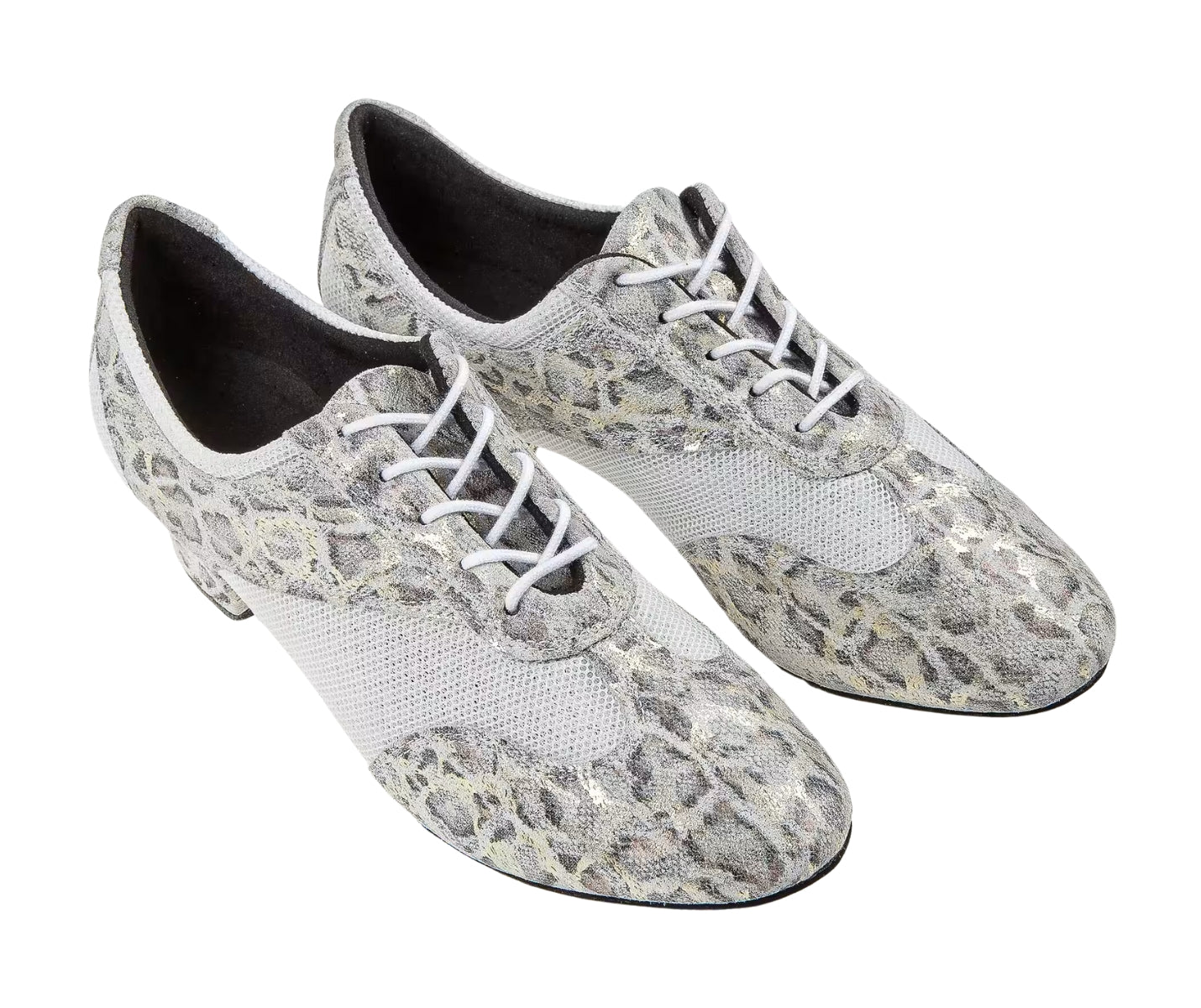 Diamant 188 Tanzschuhe in Beige Gold Leopard mit Hybrid-Laufsohle und Schlangenledermuster für Komfort.