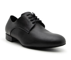 Dancing Queens 529 Tanzschuhe: Schwarze Leder-Tanzschuhe mit Schnürung und bequemem Tragekomfort.