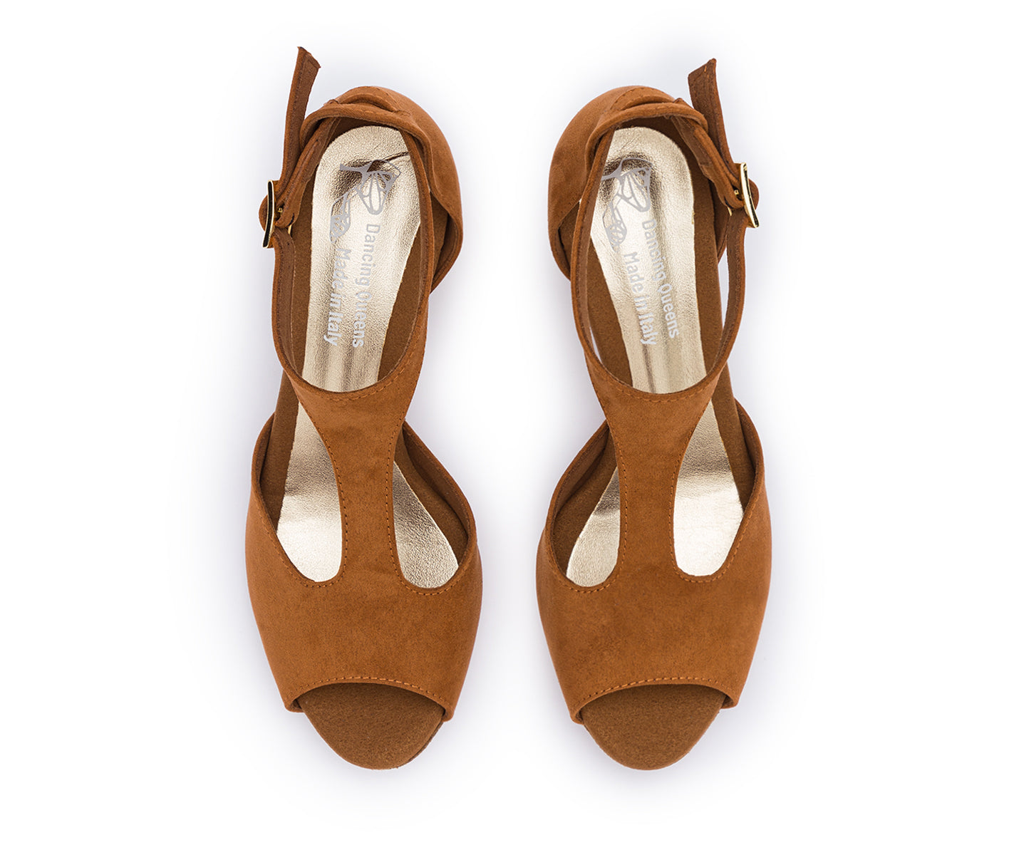 DQ1001 dance shoes in brown with suede sole