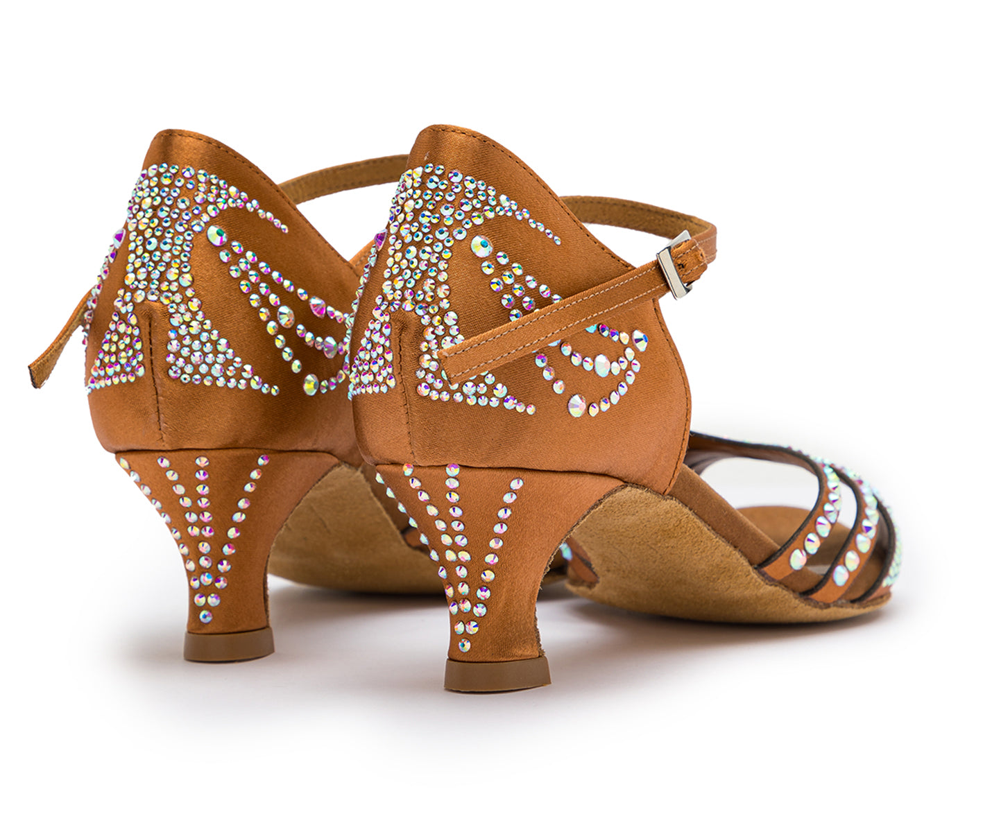 DQ L3m dance shoes in Tan with rhinestones