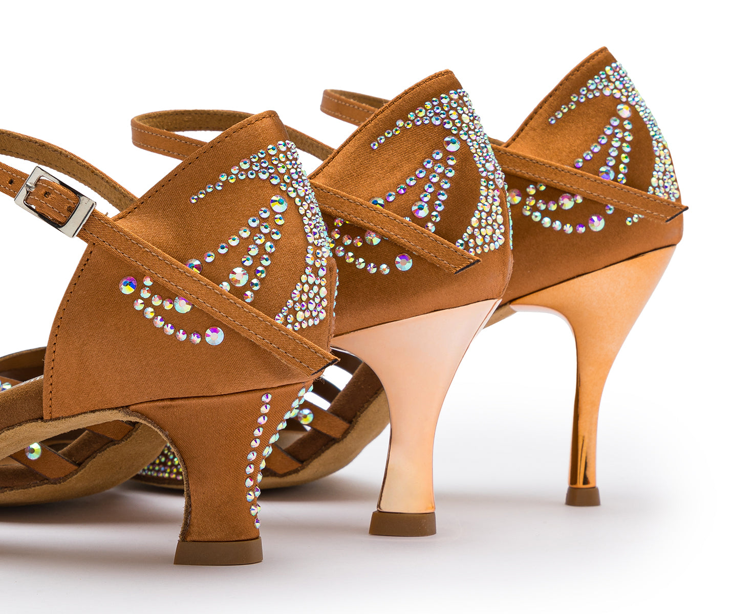 DQ L3m dance shoes in Tan with rhinestones