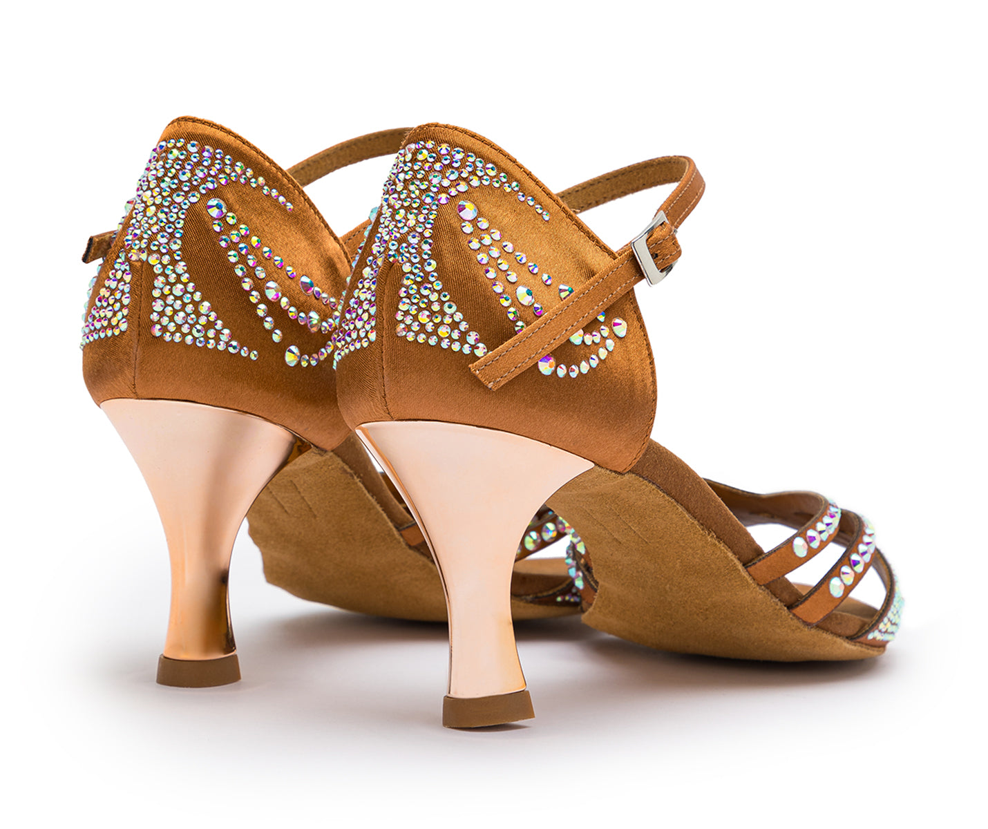 DQ L3m dance shoes in Tan with rhinestones