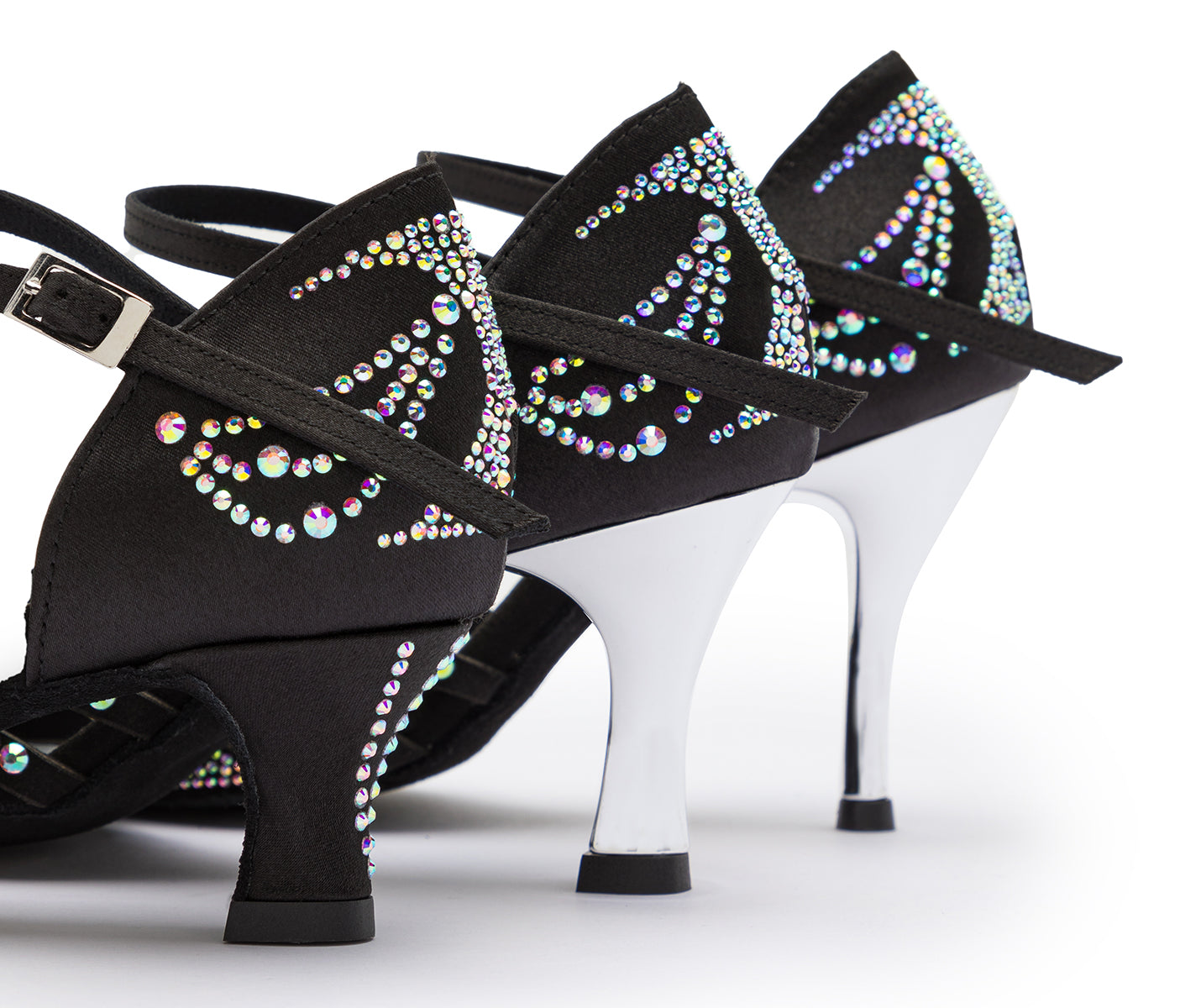 DQ L3m dance shoes in black with rhinestones