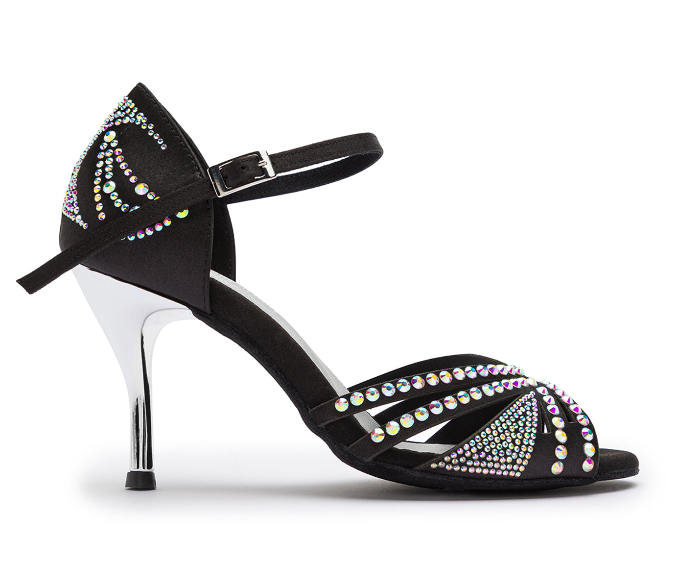 DQ L3m dance shoes in black with rhinestones