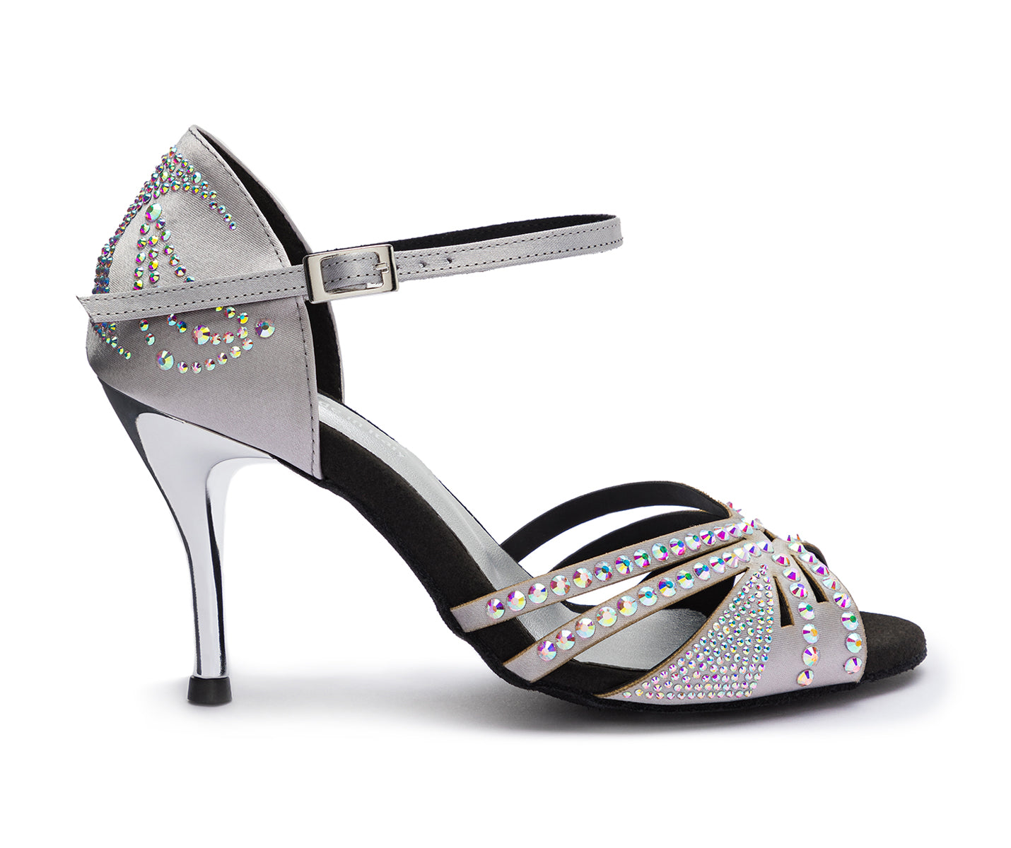 DQ L3m dance shoes in silver with rhinestones