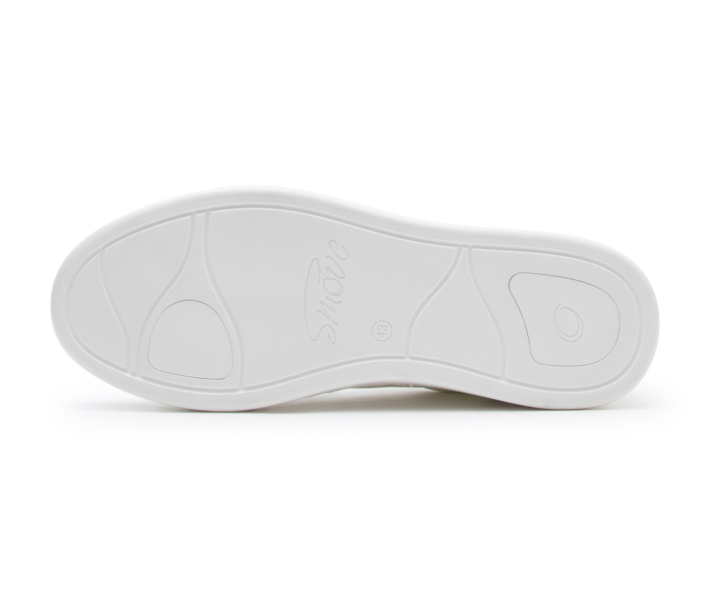 Weiße Sohle mit Smove-Logo, gebogenes Profil auf Dancing Queens SMOVE Breeze Tanzsneaker in Weiss Canvas für Herren.