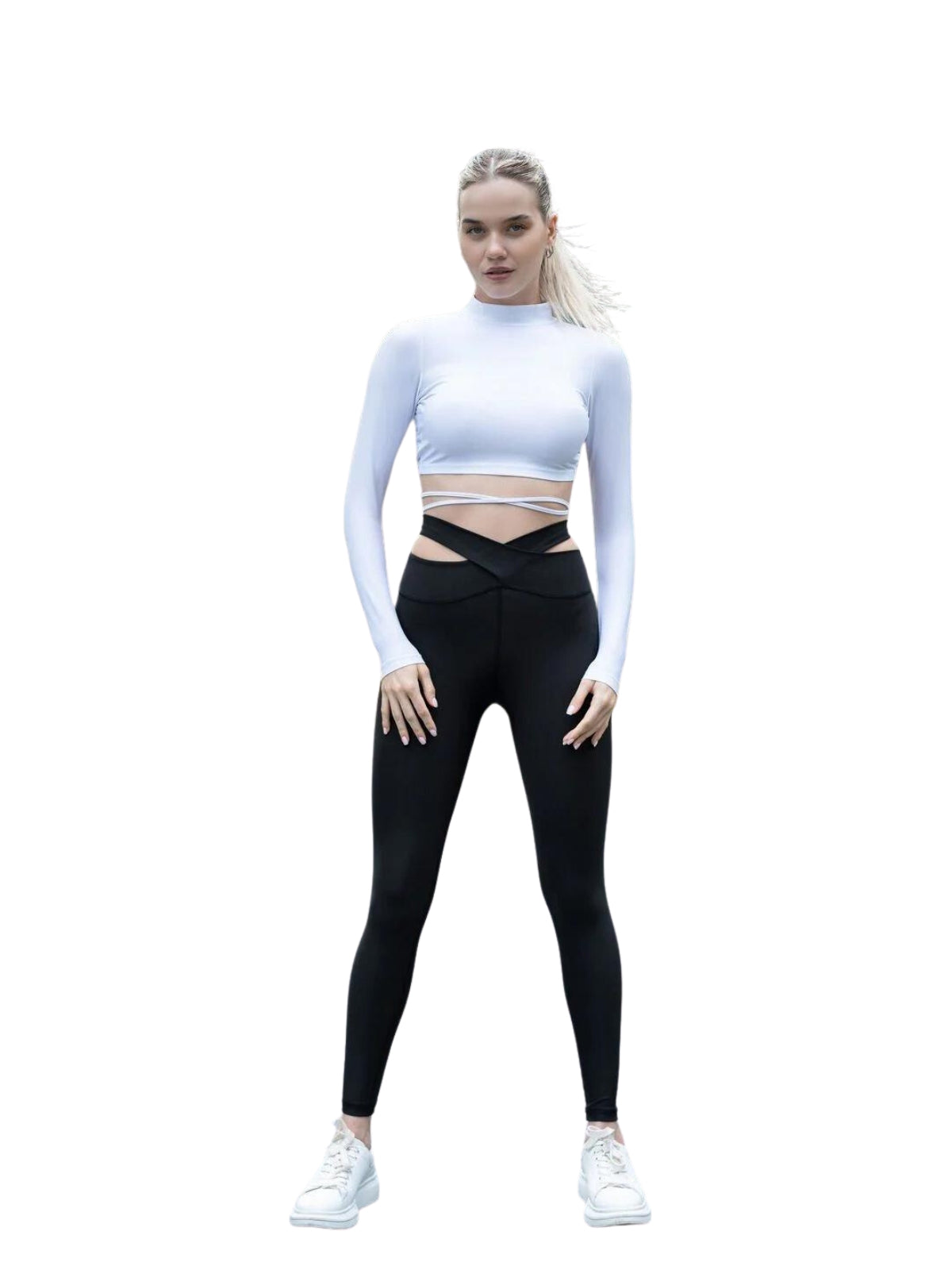 814 Extra high waist leggings with hip cutout in black