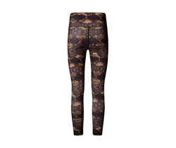 Rückansicht der 411 High Waist Leggings von Lismina in Braun mit Schlangenmuster auf weißem Hintergrund.
