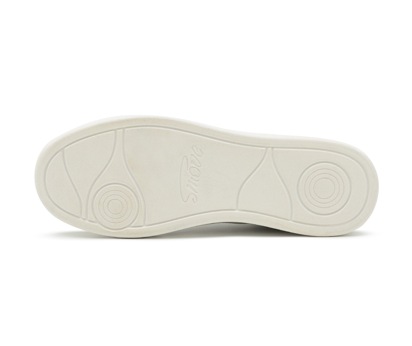 Die Unterseite des SMOVE Grau weist ein kreisförmiges Profil und die Prägung „Stride“ von Dancing Queens auf.