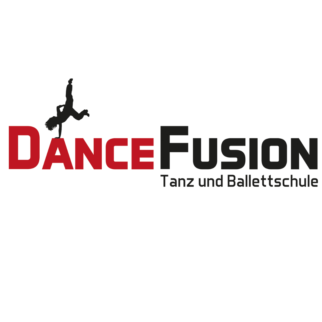 Logo für Dancefusion - Tanz- und Ballettschule mit einer Tänzersilhouette im Buchstaben D von Tanzkurse.