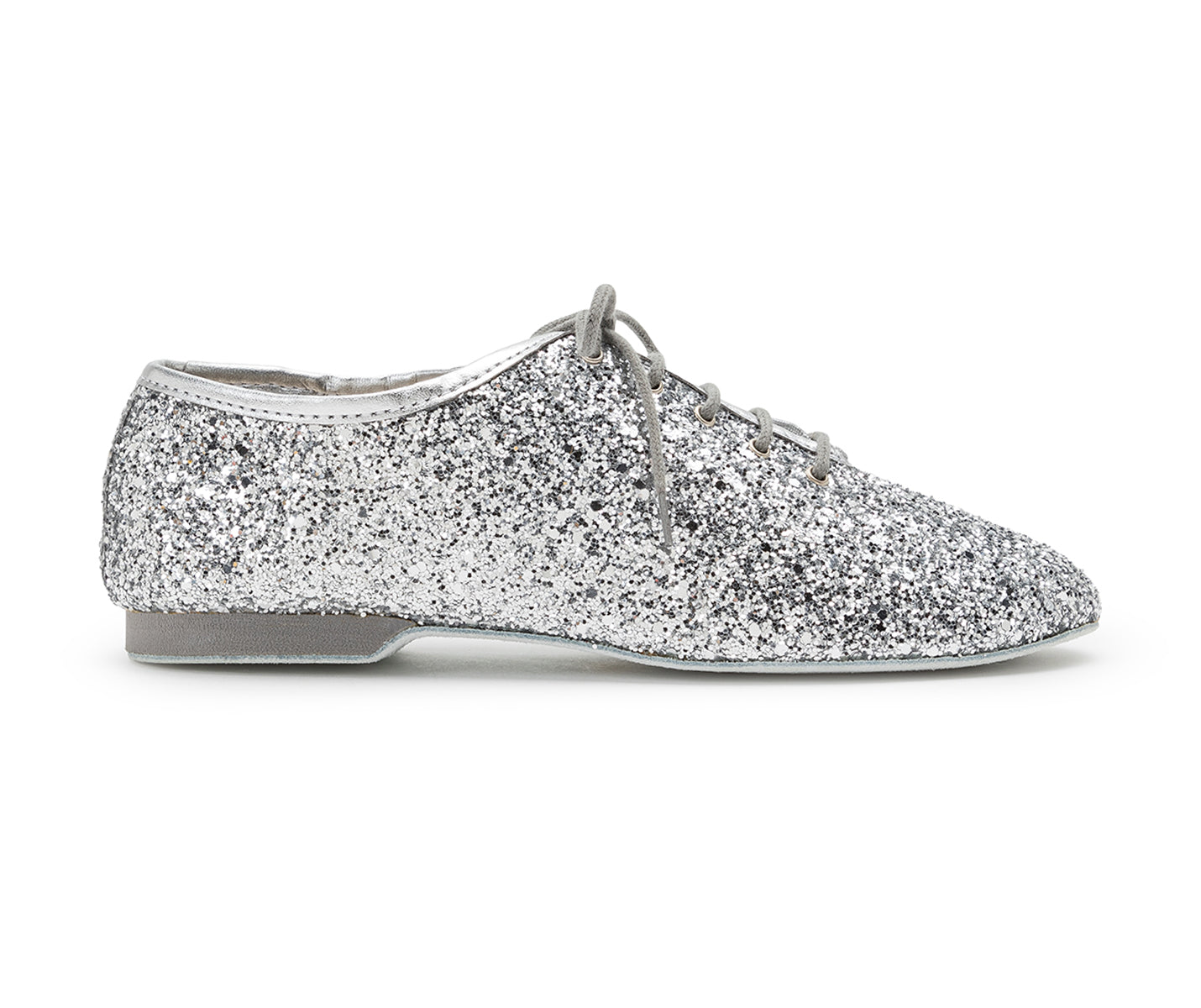 Dancing Queens' 550 Silver Glitter Jazz-Tanzschuhe: glitzernd, niedriger Absatz, schlankes Design.