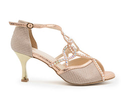 Vela Tanzschuhe in Rosé/Gold von Dancing Queens, funkelnd mit Strasssteinen für Ihr Braut- oder Cocktailoutfit.