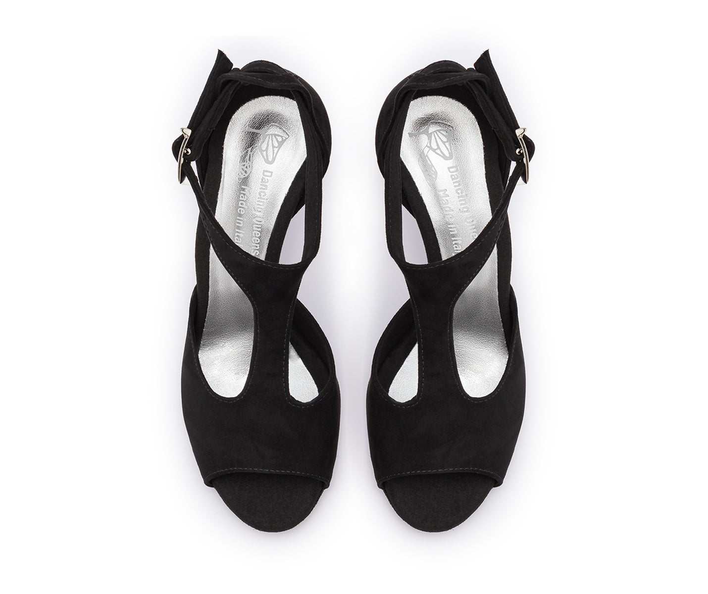 DQ1001 Chaussures de danse en noir avec semelle en daim