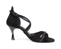 Elegante Portdance PD816 Tanzschuhe in Schwarz mit glitzernden Riemen, perfekt für Anfänger und Profitänzer.