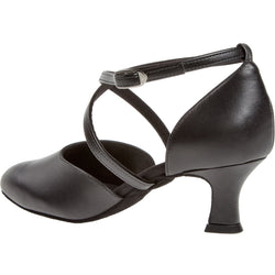 Diamant 048 Tanzschuhe in Schwarz für Gesellschaftstanz mit niedrigem Absatz und Knöchelriemen.