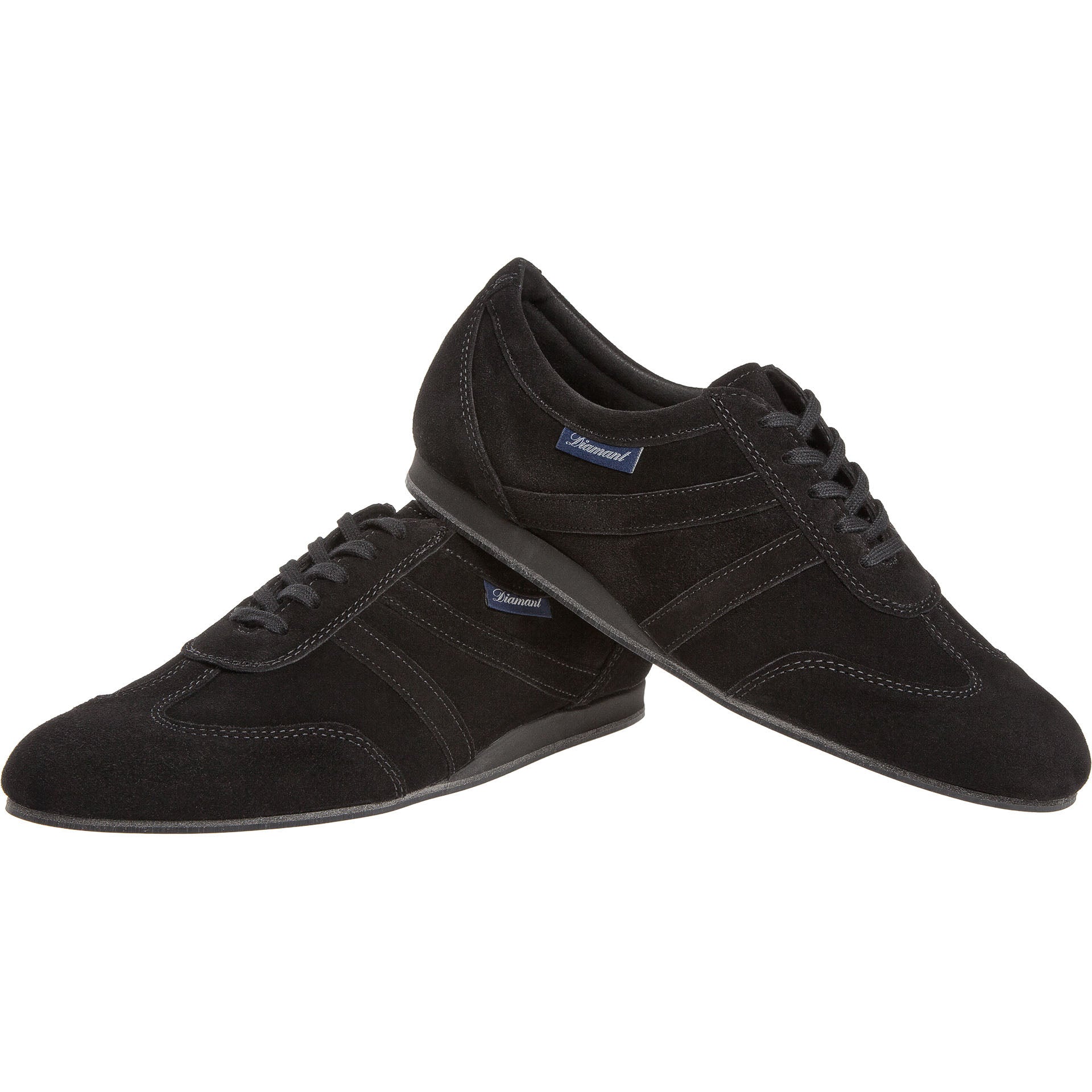 133 Tanzsneaker in Schwarz von Diamant: schwarzes Velourleder, Schnürsenkel, dezente Nähte.