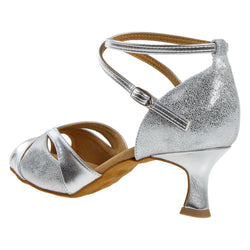 Diamant 141 Silber Tanzschuhe mit Knöchelriemen und Peeptoe, mit schickem Flare-Absatz.