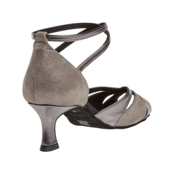 Schicke 141 Tanzschuhe Heel von Diamant in Anthrazit mit Fesselriemchen und Flare Absatz, von hinten gesehen.