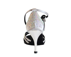 Ansicht der 743 / L3 Silber Strass Tanzschuhe mit Knöchelriemen von Lidmag.
