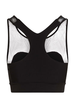 Der 199 Sport-BH Tulle in Schwarz von Lismina verfügt über einen Racerback und Tüllnetzeinsätze.