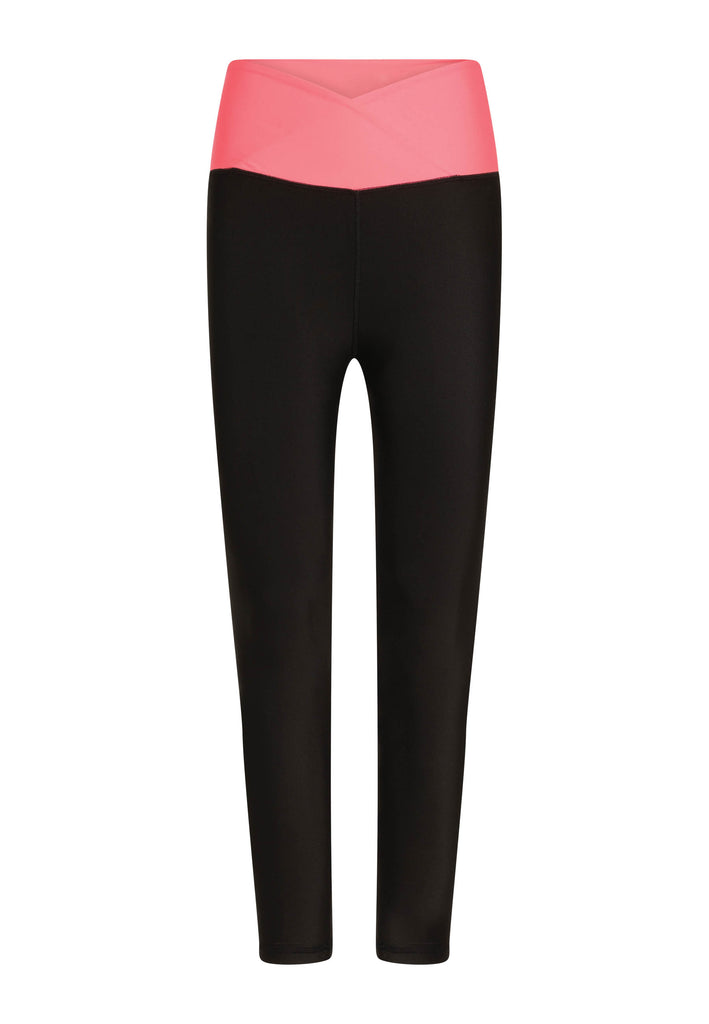 1043 Leggings extra de cintura alta en negro y rosa