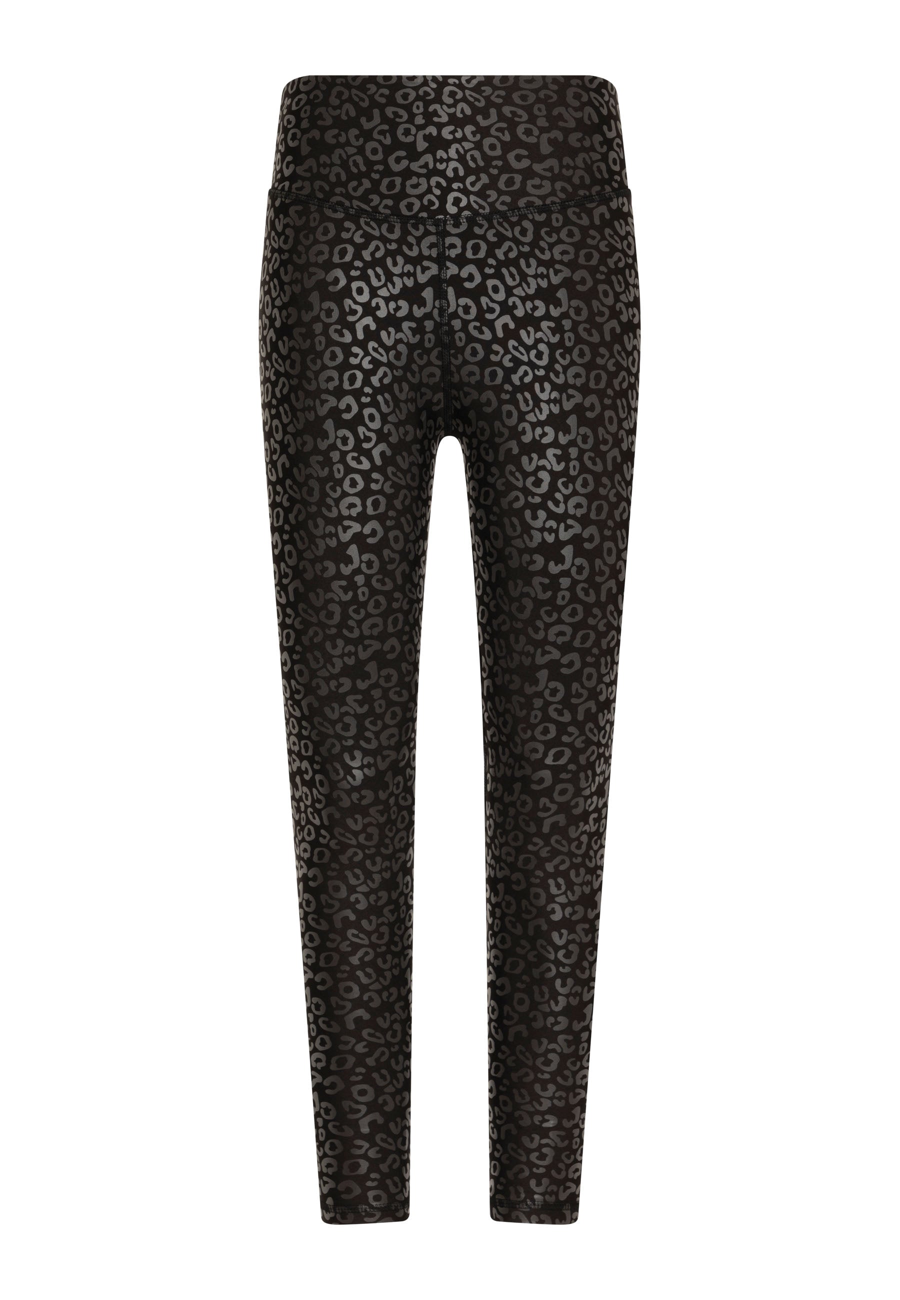 Lisminas 1150 Leggings in Lederoptik in Schwarz und Silber mit glänzendem Leopardenmuster.