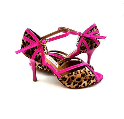 Zapatos de baile de Nao en Leopard Fuchsia Satin