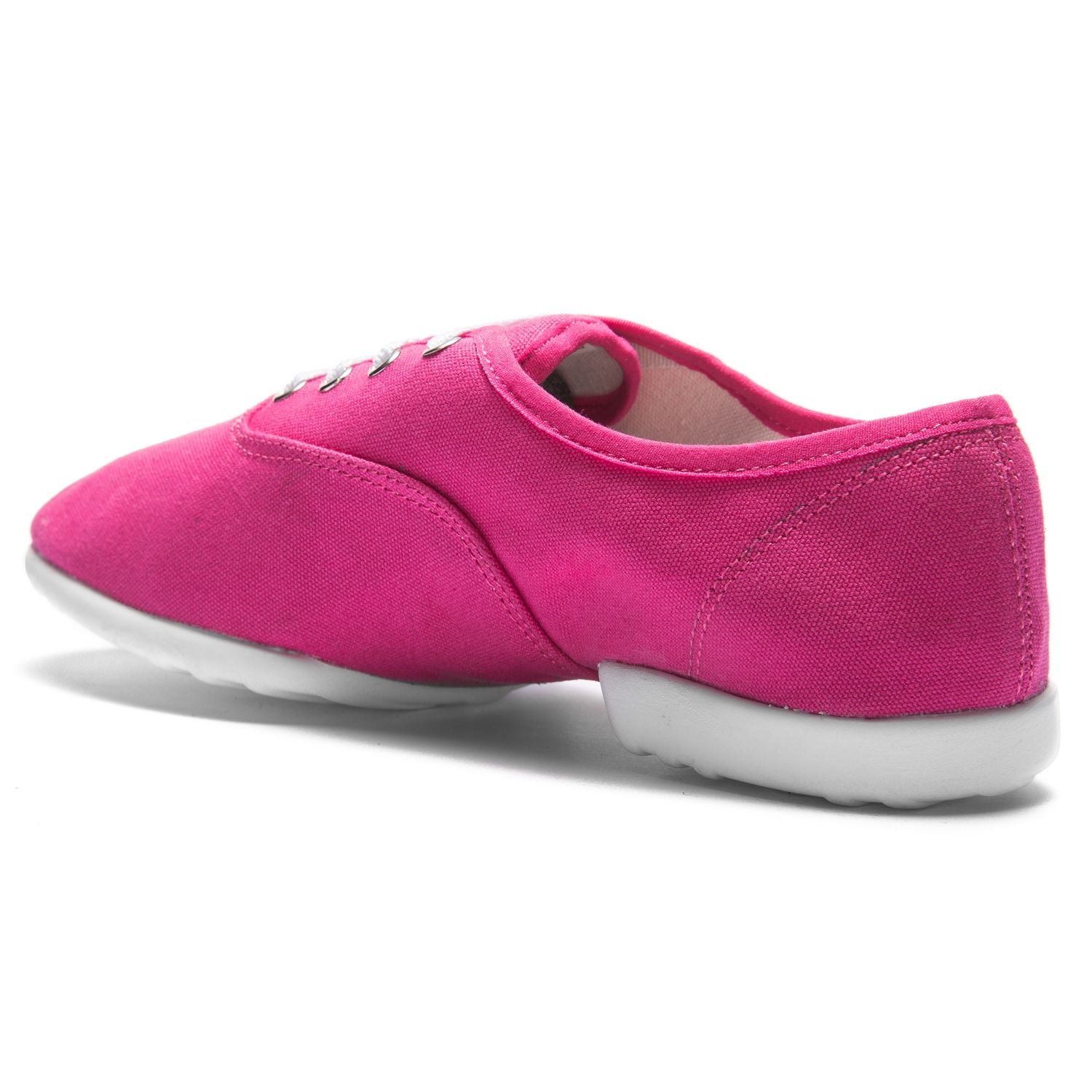Rückansicht des Rumpf 1515 Bee Sneakers in Fuchsia, leuchtend rosa Canvas mit weißen Schnürsenkeln.