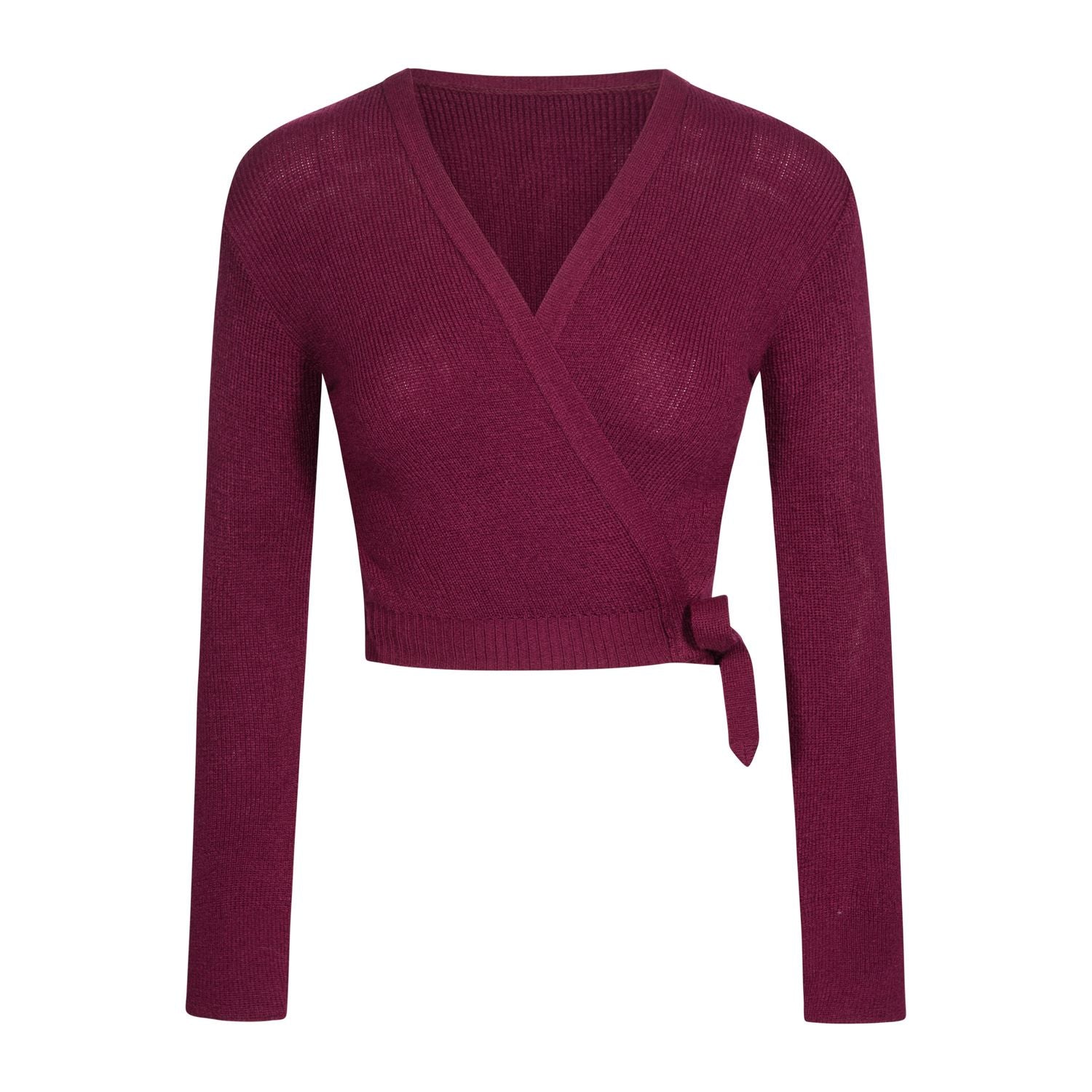 Die M6000 Intermezzo Wickeljacke Elisa von Rumpf in Bordeaux ist perfekt für stilvolle Aufwärmübungen.