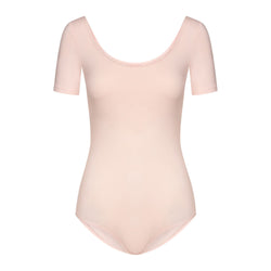 Rumpf R3100 Kurzarm-Body in Pink mit Rundhalsausschnitt auf weißem Hintergrund.