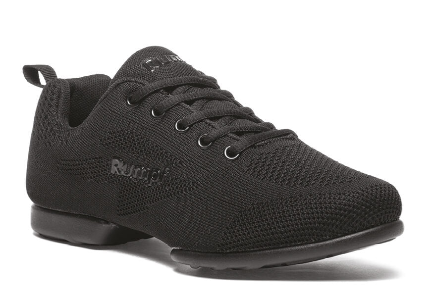 Rumpf 1567 Zuma Tanzsneaker in Schwarz: Schwarzer Strick, Schnürdesign mit gepolsterter Innensohle für Komfort.