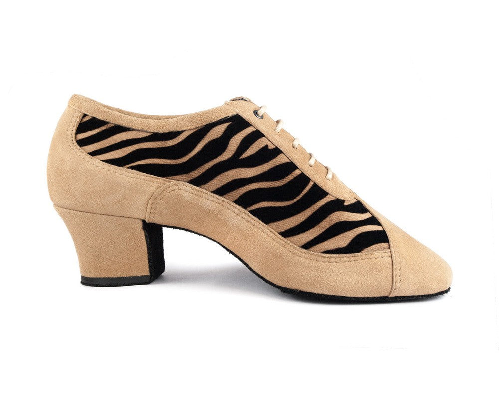 PD703 zapatos de baile en camello nubuck tigre