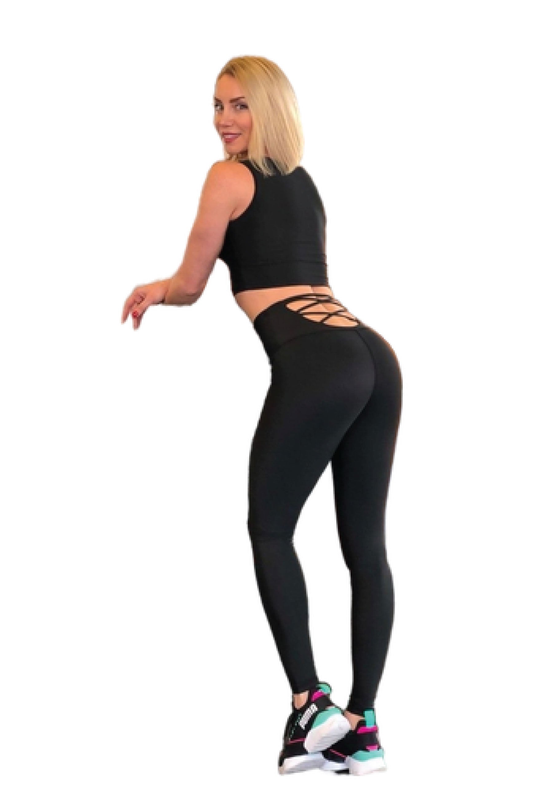 297 high waist leggings in black